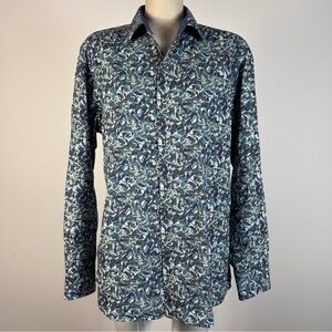Bugatchi Men's Abstract Blue Shirt M